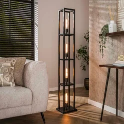 WoonStijl Vloerlamp 4L Quadra Artic Zwart