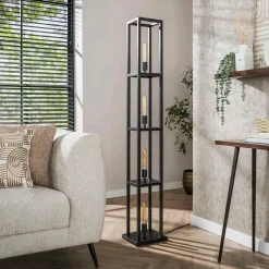 WoonStijl Vloerlamp 4L Quadra Artic Zwart