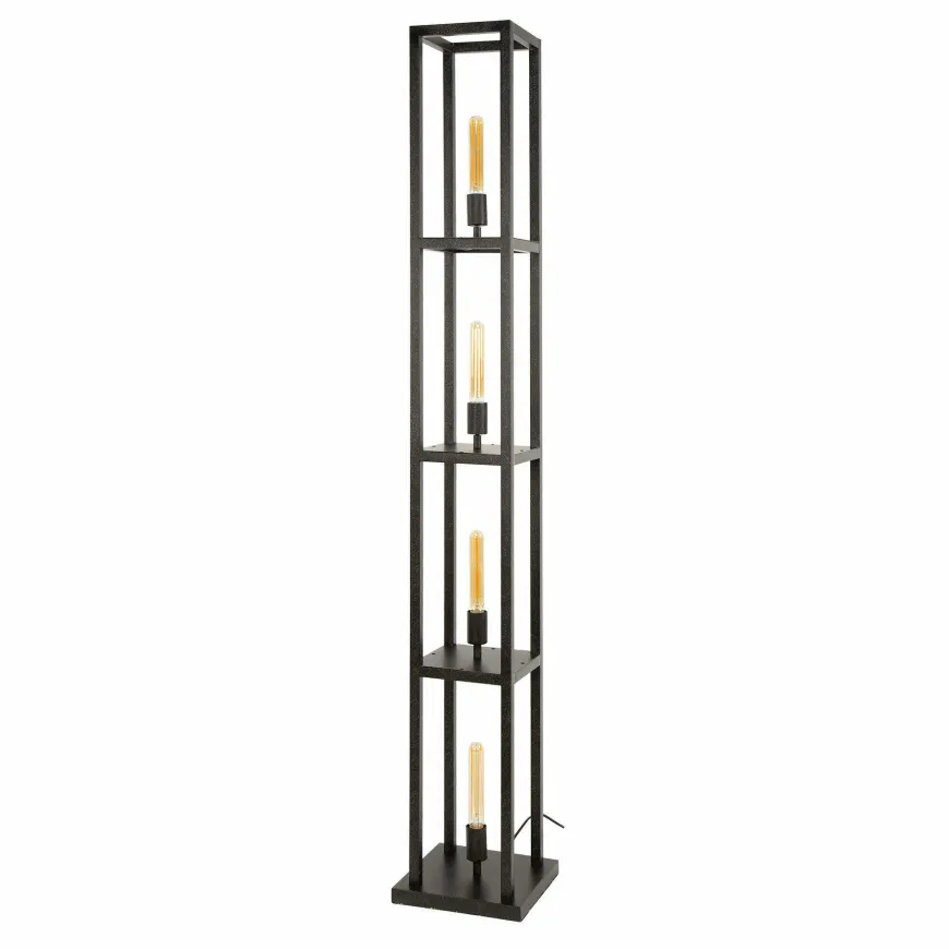 WoonStijl Vloerlamp 4L Quadra Artic Zwart