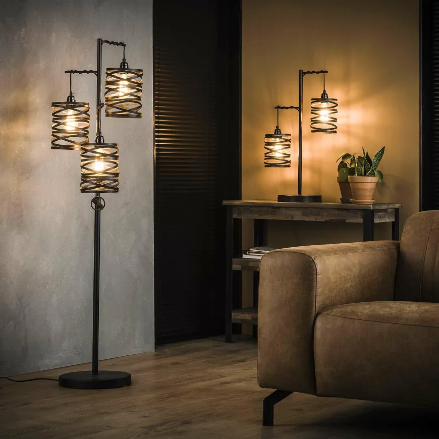 WoonStijl Vloerlamp 3L spindle slate grey / Slate grey