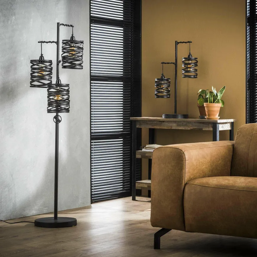 WoonStijl Vloerlamp 3L spindle slate grey / Slate grey