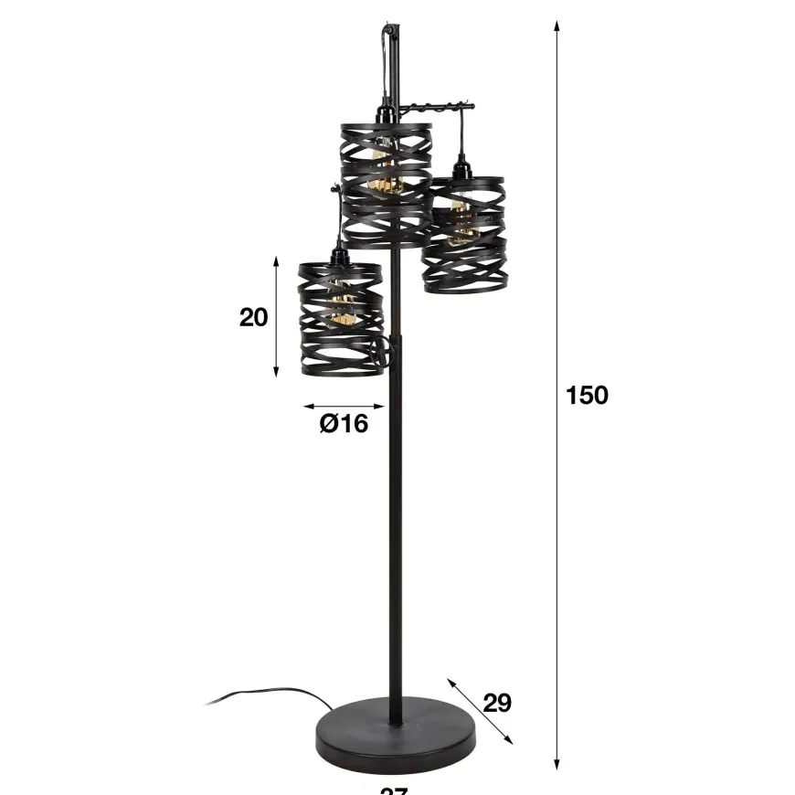 WoonStijl Vloerlamp 3L spindle slate grey / Slate grey