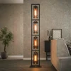 WoonStijl Vloerlamp 4L tower smoke glas-geperforeerd staal