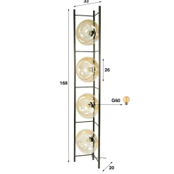 WoonStijl Vloerlamp Soll 4-lichts Amber glas