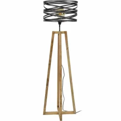 WoonStijl Vloerlamp twist houten kruisframe / Slate grey