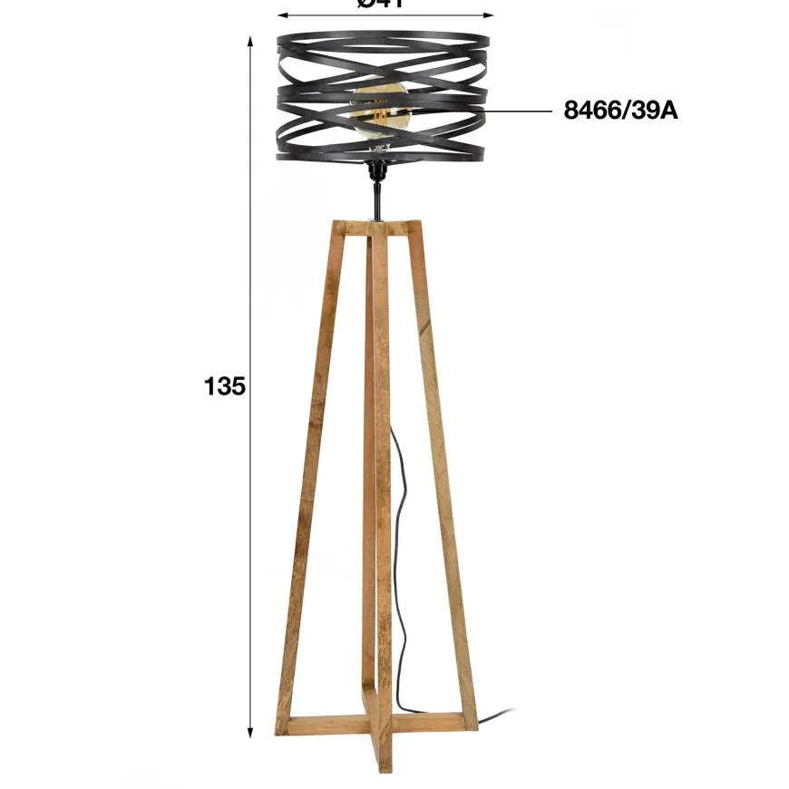 WoonStijl Vloerlamp twist houten kruisframe / Slate grey