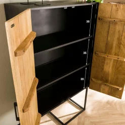 WoonStijl Wandkast 2D metal wood Massief mango blank antiek