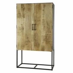 WoonStijl Wandkast 2D metal wood Massief mango blank antiek