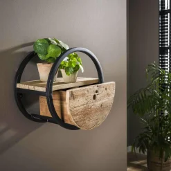 WoonStijl Wandschap circular Ø40 met lade / Robuust hardhout
