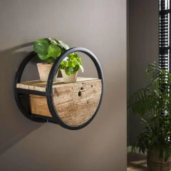 WoonStijl Wandschap circular Ø40 met lade / Robuust hardhout