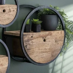 WoonStijl Wandschap circular Ø50 met lade / Robuust hardhout