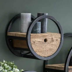 WoonStijl Wandschap circular Ø30 met lade / Robuust hardhout