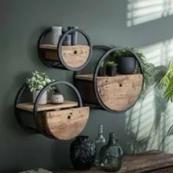WoonStijl Wandschap circular Ø30 met lade / Robuust hardhout