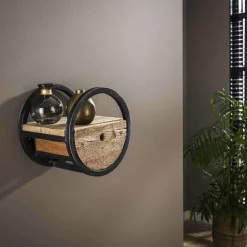 WoonStijl Wandschap circular Ø30 met lade / Robuust hardhout