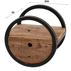 WoonStijl Wandschap circular Ø30 met lade / Robuust hardhout