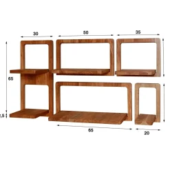 WoonStijl Wandschap Curvy Acacia - Set van 5