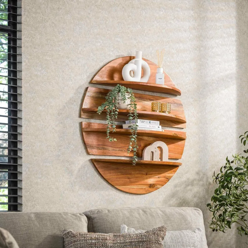 WoonStijl Wandschap 4-delig rond acacia
