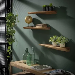 WoonStijl Wandschap edge 60cm set/3 / Massief acacia naturel