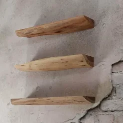 WoonStijl Wandschap edge 60cm set/3 / Massief acacia naturel