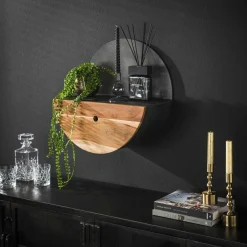 WoonStijl Wandschap half moon Ø50 met lade
