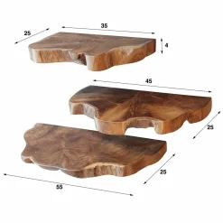 WoonStijl Wandschap natural line set van 3
