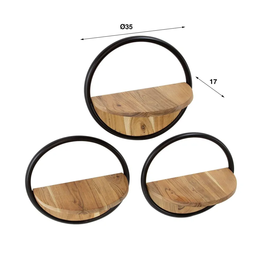 WoonStijl Wandschap round set van 3