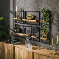 WoonStijl Wandschap set van 5 acacia edge