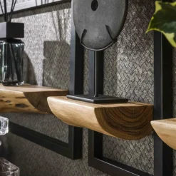 WoonStijl Wandschap set van 5 acacia edge
