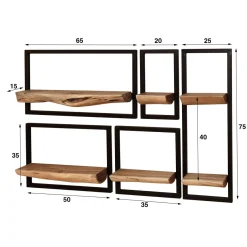 WoonStijl Wandschap set van 5 acacia edge