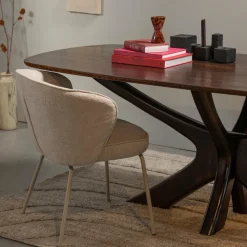 Woood Admit eetkamerstoel wollig geweven pebble