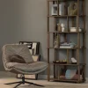 Woood Arve draaifauteuil bedrukte stof naturel melange