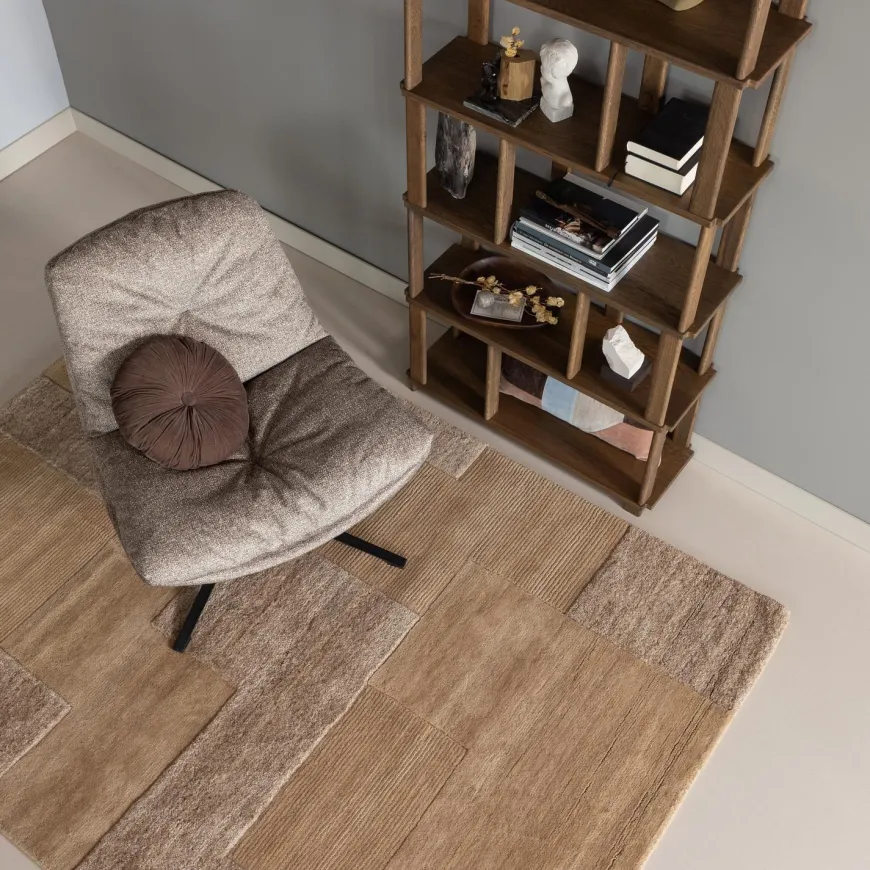Woood Arve draaifauteuil bedrukte stof naturel melange