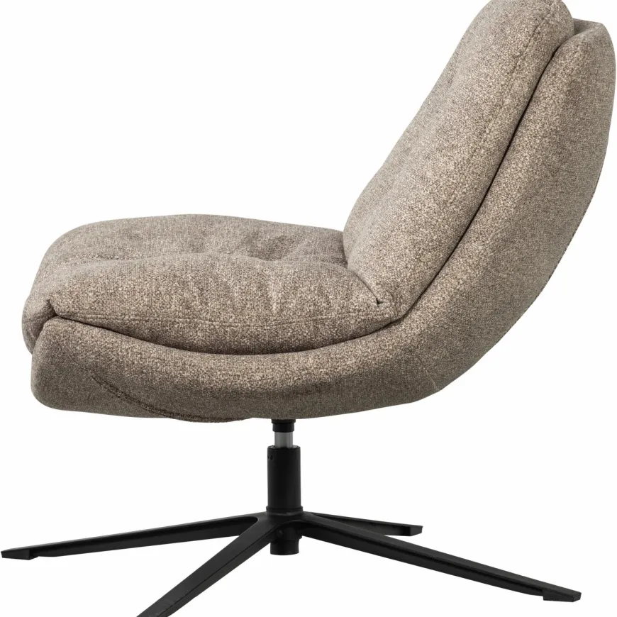 Woood Arve draaifauteuil bedrukte stof naturel melange