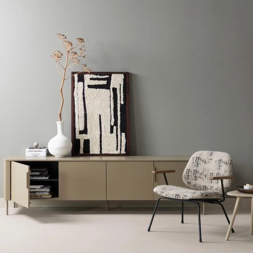Woood Aure fauteuil chenille beige/zwart