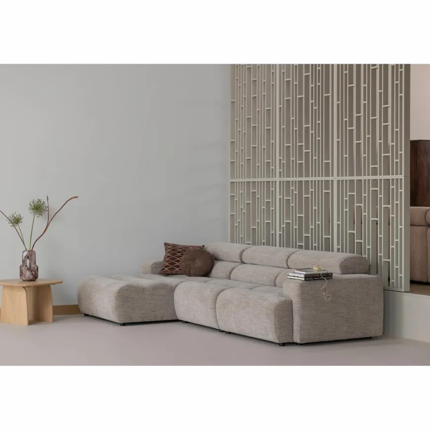 Woood Aziz kussens velvet bruin/naturel - set van 3