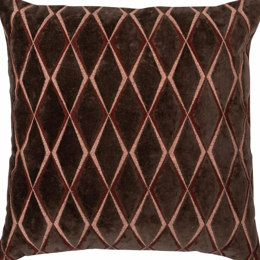 Woood Aziz kussens velvet bruin/naturel - set van 3