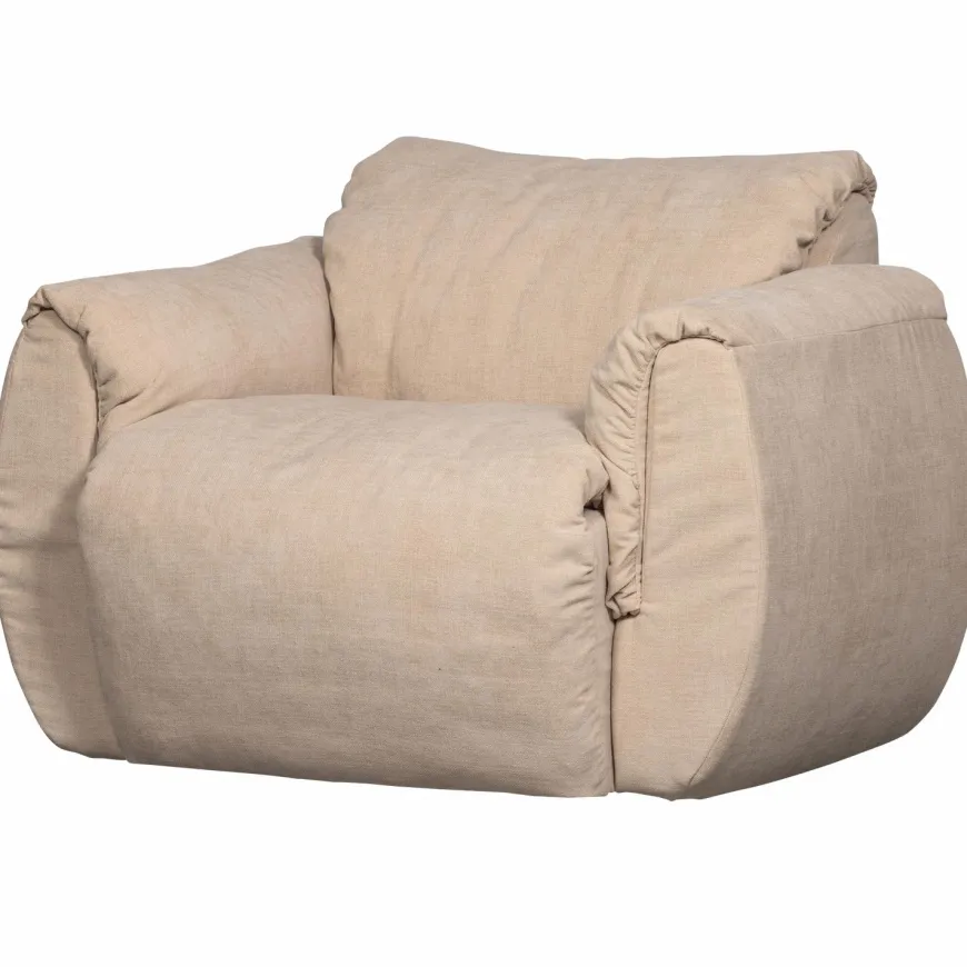 Woood Baggy draaifauteuil geweven chenille zand