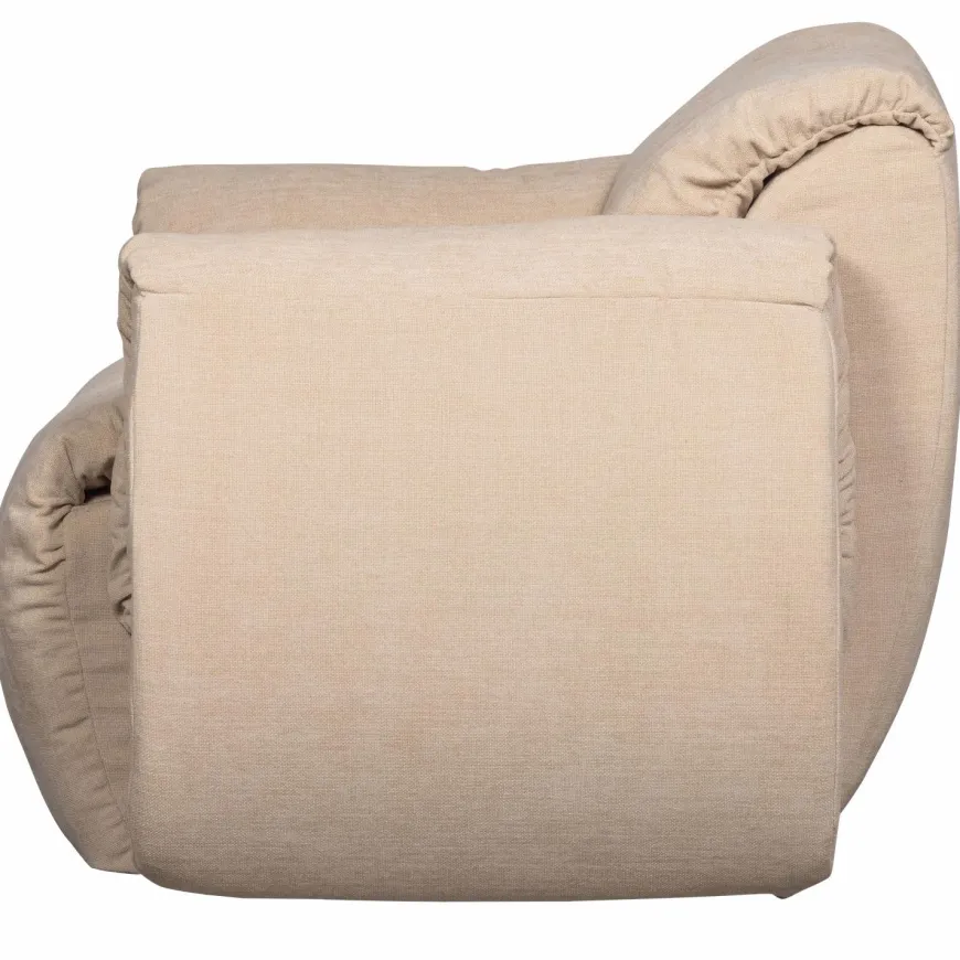 Woood Baggy draaifauteuil geweven chenille zand