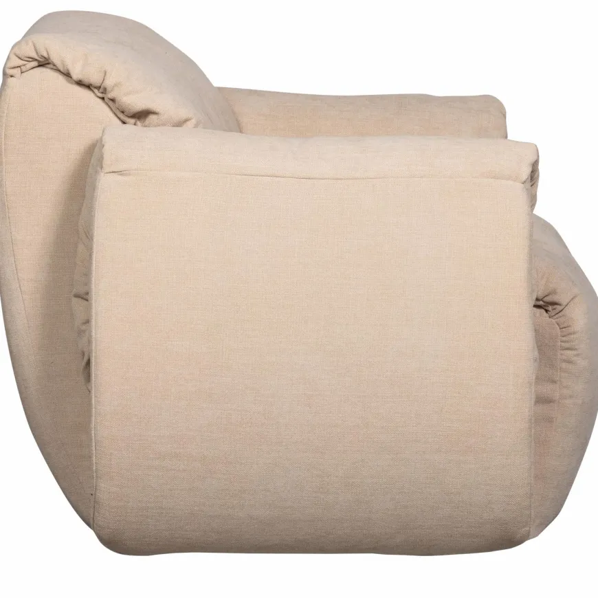 Woood Baggy draaifauteuil geweven chenille zand