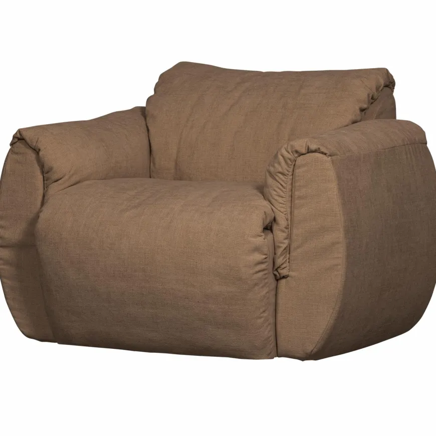 Woood Baggy draaifauteuil geweven chenille bruin
