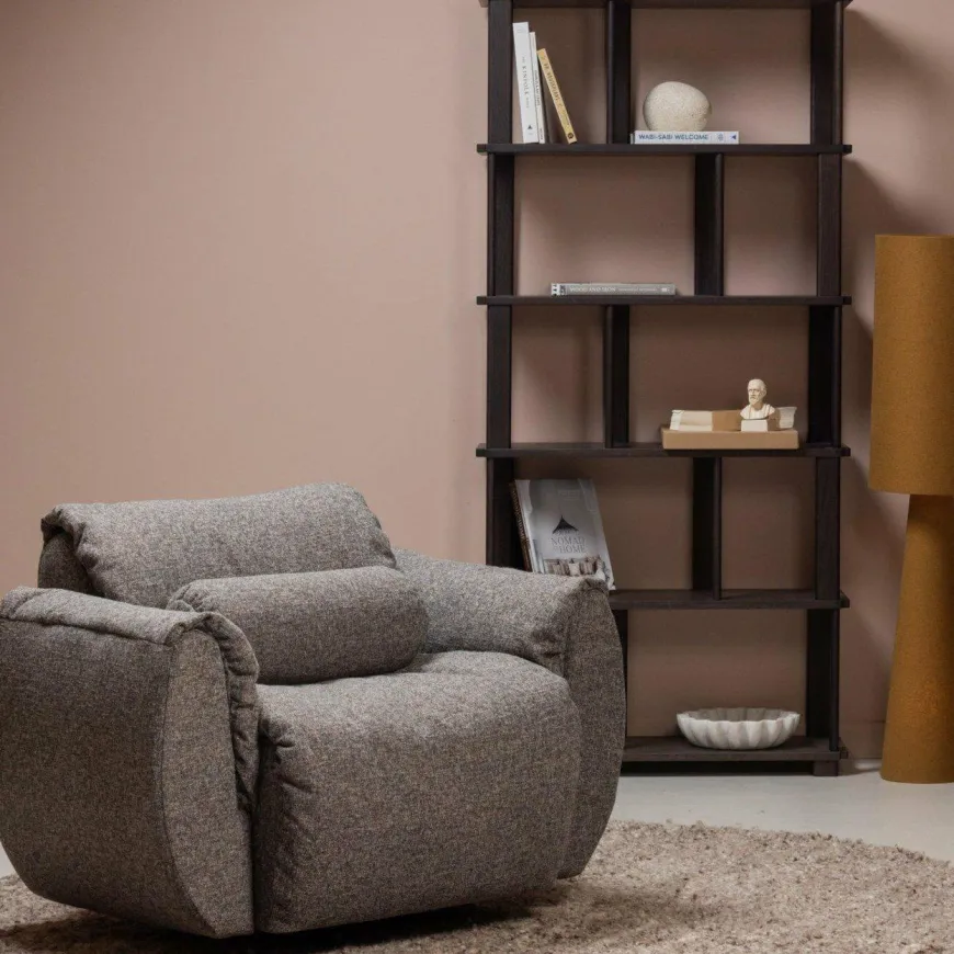 Woood Baggy draaifauteuil geweven stof warmgrijs melange