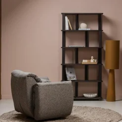 Woood Baggy draaifauteuil geweven stof warmgrijs melange
