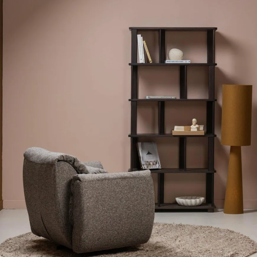 Woood Baggy draaifauteuil geweven stof warmgrijs melange