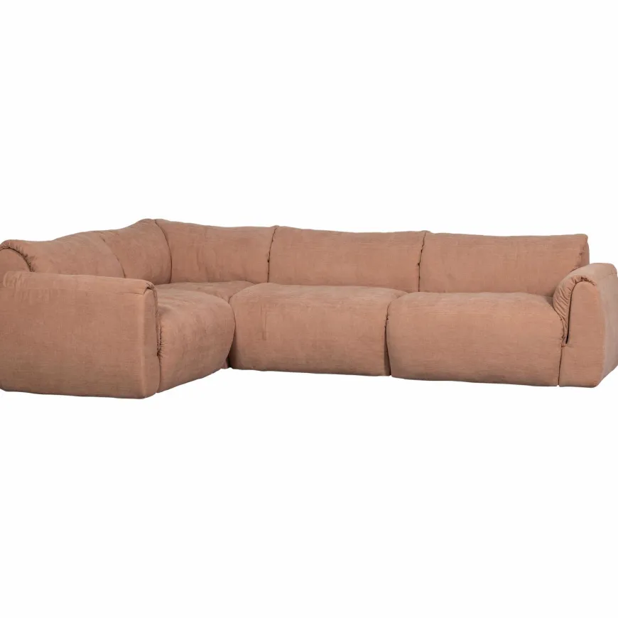 Woood Baggy hoekbank links geweven chenille oud roze