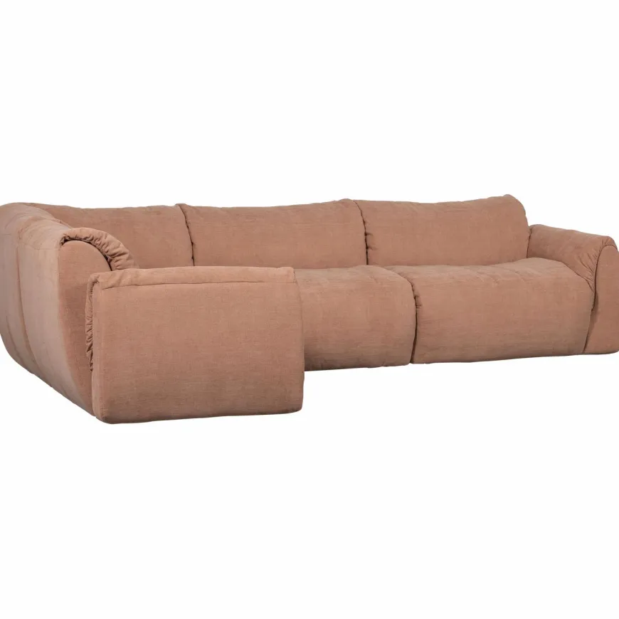 Woood Baggy hoekbank links geweven chenille oud roze