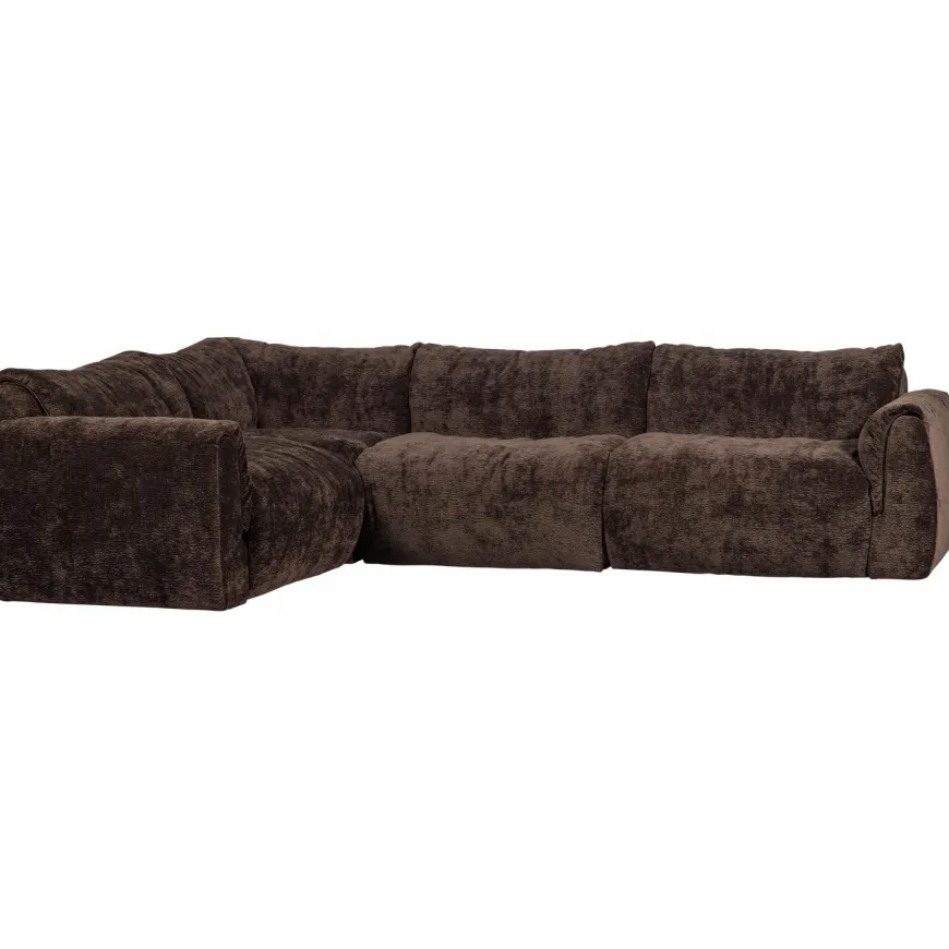 Woood Baggy hoekbank links 3d chenille donkerbruin