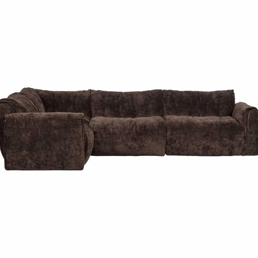 Woood Baggy hoekbank links 3d chenille donkerbruin
