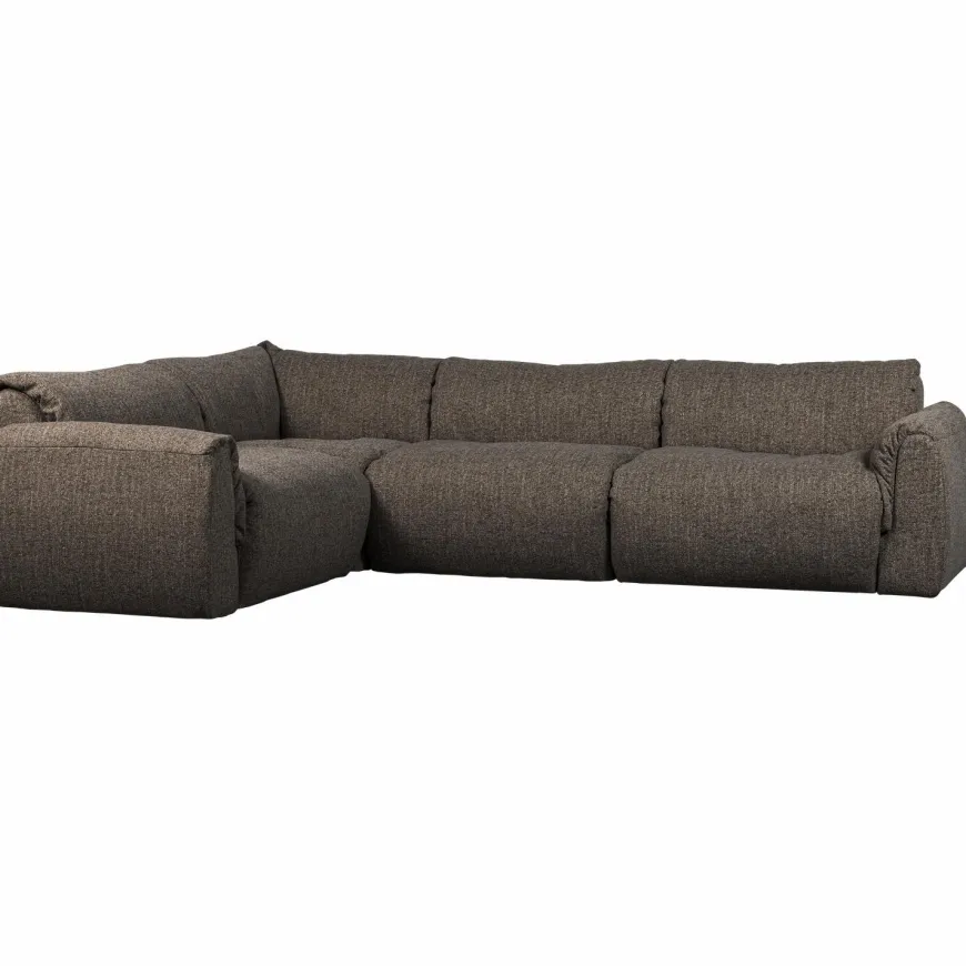 Woood Baggy hoekbank links geweven stof warmgrijs melange