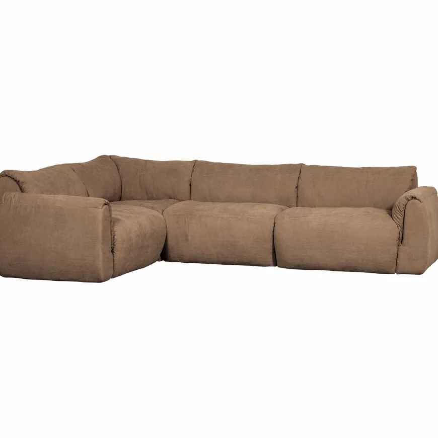 Woood Baggy hoekbank links geweven chenille bruin
