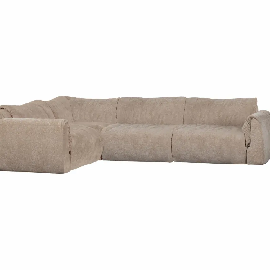 Woood Baggy hoekbank links 3d chenille zand